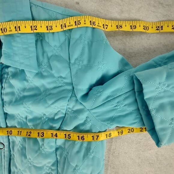 Requirements Sky Blue Quilted Lightweight Snap Up Outdoor Coat Jacket Size Small - Picture 8 of 12